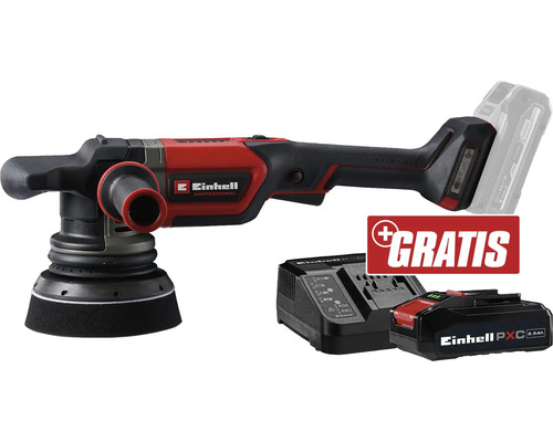 Akku-Autopoliermaschine Einhell CP-EP18/125LiBL Ø125mm + GRATIS Zugabeartikel PXC Starter-Kit 18V 2,5 Ah Einhell Exzenterschleifer Akku inklusive Akku und Ladegerät