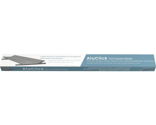 AluClick Terrassendiele inklusive Montageprofil, Isolierstreifen und Schraubenset