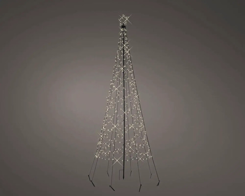 480 LED Fahnenmast Baum Lichterkette Lumineo H 320 cm Warmweiß Dekorativer Lichtbaum mit Sternspitze und warmweißen Lichtern für den Innen- und Außenbereich.