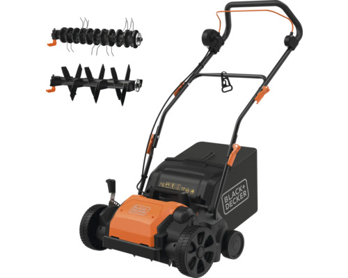 Elektro-Vertikutierer Black + Decker BEOEP320-QS inkl. Lüfterwalze Black+Decker Vertikutierer mit Fangkorb und zwei Walzen