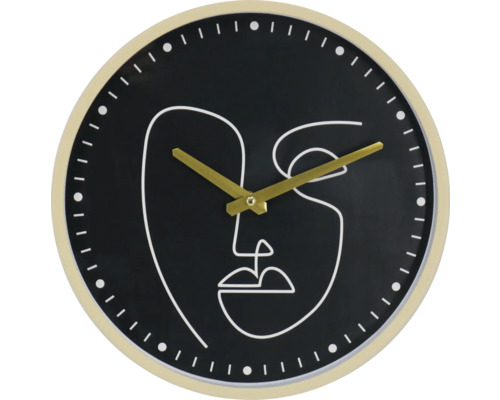 Horloge murale avec motif de visage abstrait