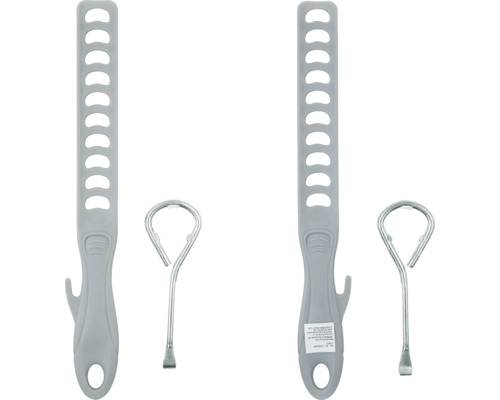 Deux tendeurs gris et deux ouvre-boîtes