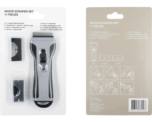Jeu de grattoirs à vitre, onze pièces