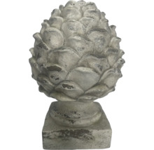 Figurine de jardin décorative en terre cuite en forme de pomme de pin sur un socle