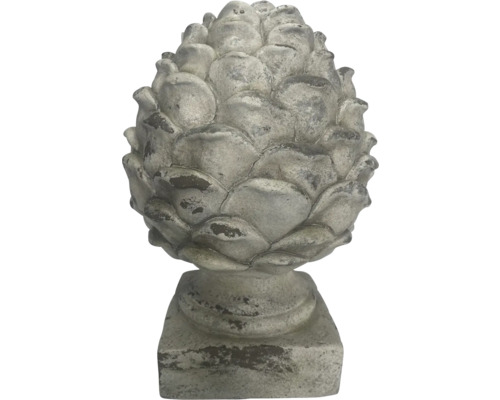 Figurine de jardin décorative en terre cuite en forme de pomme de pin sur un socle
