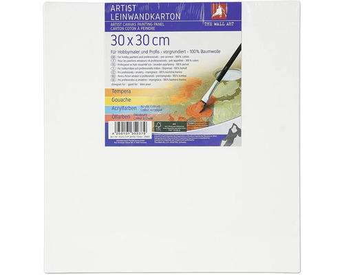 Malkarton 30x30 cm weiß Leinwandkarton, 30 x 30 cm, geeignet für Tempera, Gouache, Acrylfarben und Ölfarben