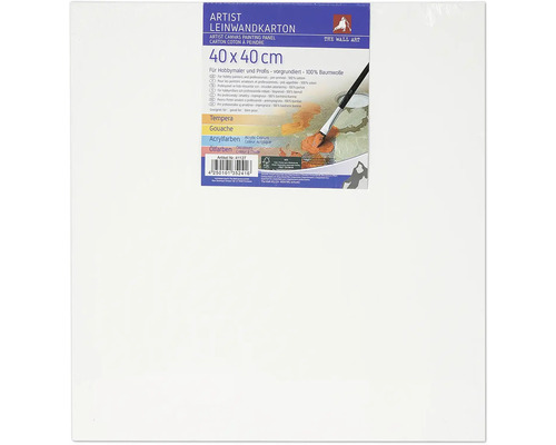 Malkarton 40x40 cm weiß Artist Leinwandkarton, 40 x 40 cm, vorgrundiert, aus 100% Baumwolle