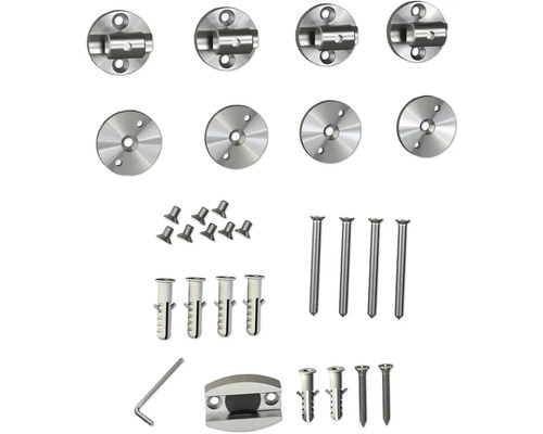 Ersatzteil: Montageset für Pertura Schiebetürbeschlag Tildra 10733379 Befestigungsmaterial für Geländerpfosten aus Metall, inklusive Schrauben, Dübel und Inbusschlüssel