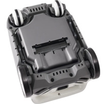 Unterseite eines Poolreinigungsroboters mit Rädern