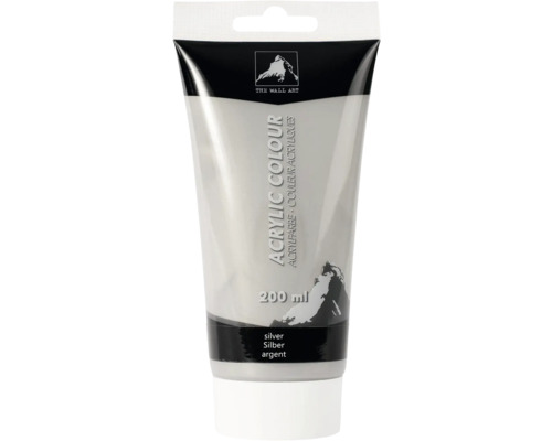 Tube de peinture acrylique argentée, 200 ml