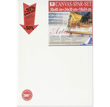 Leinwand Sparset mit drei Keilrahmen in den Größen 30x40 cm, 24x30 cm und 18x24 cm