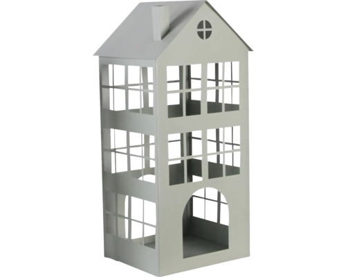 Laterne Lafiora Metall 22 x 18 x 45 cm grün Windlicht in Hausform mit drei Etagen und Fensterdesign