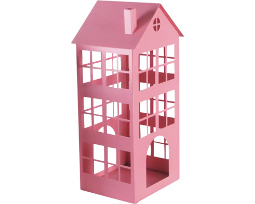 Laterne Lafiora Metall 22 x 18 x 45 cm rosa Dekoratives Haus aus Metall