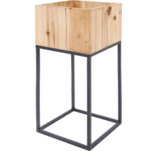 Tabouret à fleurs avec jardinière en bois et structure métallique