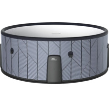 Jacuzzi gonflable rond avec motif géométrique.