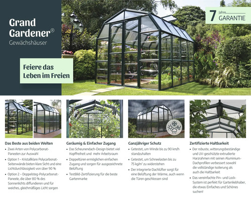 Grand Gardener Gewächshaus mit 7 Jahre Garantie im Garten