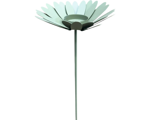 Windlicht Blume Metall Ø 16 cm H 54 cm moosgrün Dekorative Metallblume mit Kerzenhalter
