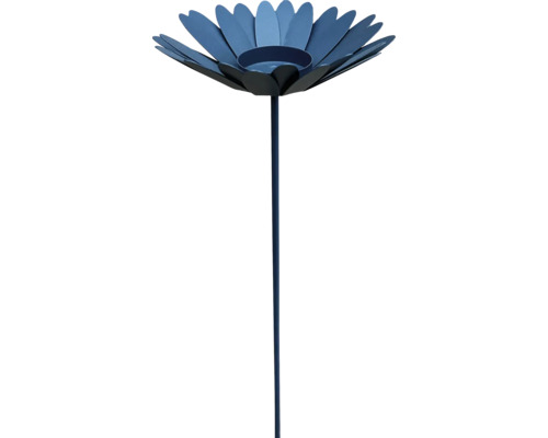 Windlicht Blume Metall Ø 16 cm H 54 cm blau Dekorative Blumen-Fackel für den Garten