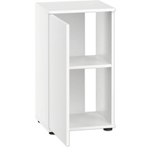 Weißer Unterschrank mit einer Tür und zwei Regalen