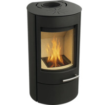 Poêle à bois avec foyer et élément de commande