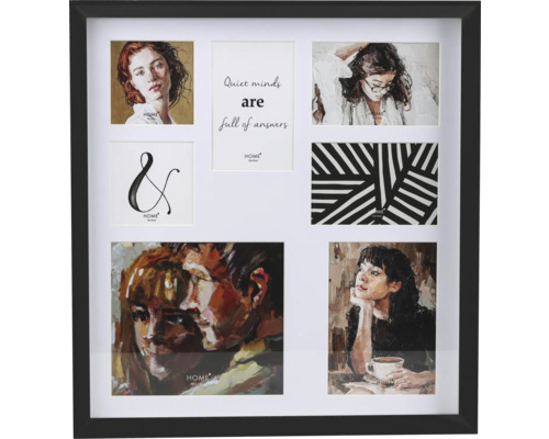 Cadre photo Collage noir 44x47 cm 7 photos Cadre photo multiple noir pour sept photos
