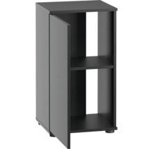 Meuble bas noir avec une porte et des étagères