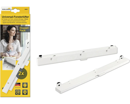 Schellenberg Universal Fensterlüfter im Doppelpack für Fenster und Türen