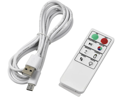 Câble USB blanc et télécommande