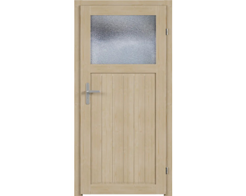 Holztür mit Glaseinsatz und Beschlägen