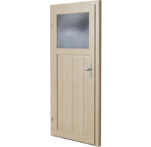Porte en bois avec insert en verre et poignée