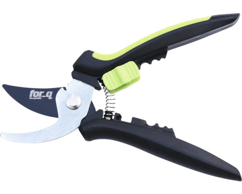 Sécateur avec mécanisme à ressort et logo for_q