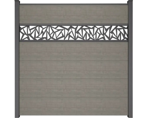 Clôture de jardin en imitation bois avec motif décoratif