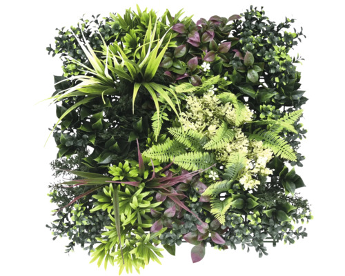 Mur végétal artificiel Thallo 38 x 38 cm Mur végétal artificiel avec différentes plantes artificielles