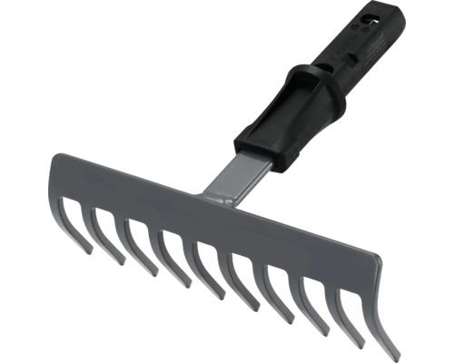 for_q fitconect Kleinrechen, 18 cm Gartenrechen aus Metall mit Kunststoffgriff