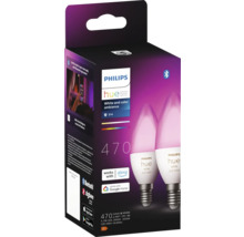 Paquet de deux ampoules Philips Hue E14 avec ambiance blanche et colorée