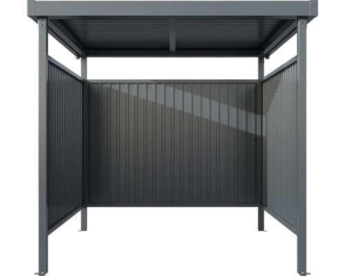 Abri métallique avec toit et parois latérales