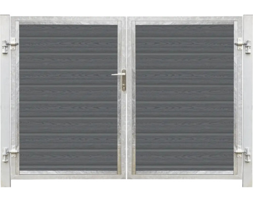 Portail double en métal avec aspect bois