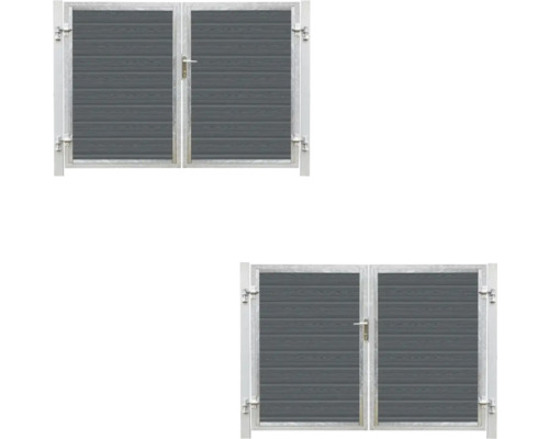 Portail à double vantail avec cadre en métal et remplissage horizontal