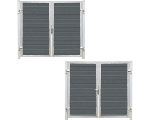 Portail double en métal avec insert en bois
