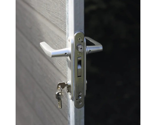 Porte avec poignée de porte, serrure et clé