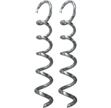 Zwei spiralförmige Erdnägel aus Metall
