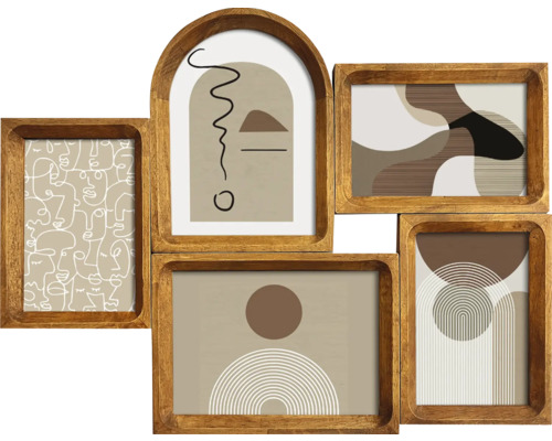 Cadre photo Collage acajou 35x45 cm 5 photos 10x15 cm 13x18 cm Cadre photo en bois avec cinq images différentes