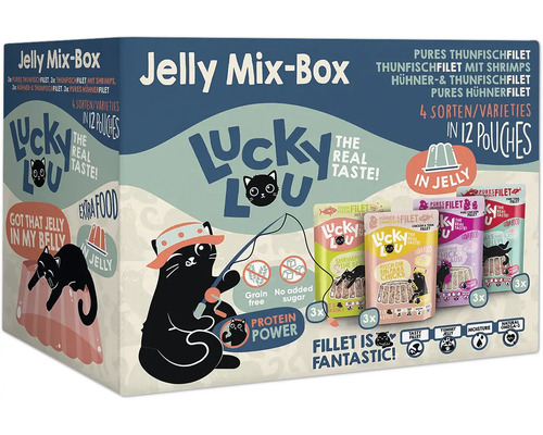 Lucky Lou Jelly Mixbox nourriture pour chat au thon et au poulet