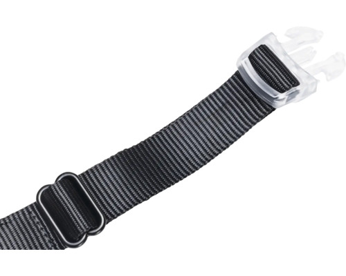 Sangle avec boucle en métal et fermeture en plastique transparent