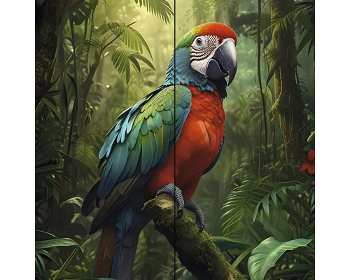 Papagei auf einem Ast im Dschungel