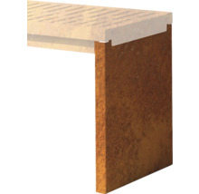 Gros plan sur une bordure de terrasse en bois et en pierre