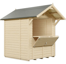 Stand de vente en bois avec comptoir ouvert