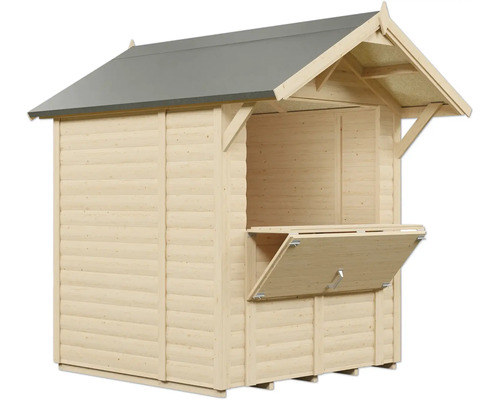 Stand de vente en bois avec comptoir ouvert