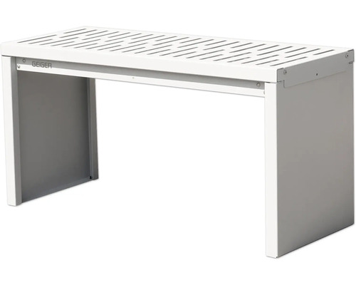 Gartenbank Palatino Bridge Stahl 109 x 40 x 54 cm RAL 9006 weißaluminium Geiger Pflanztisch mit Lamellenstruktur