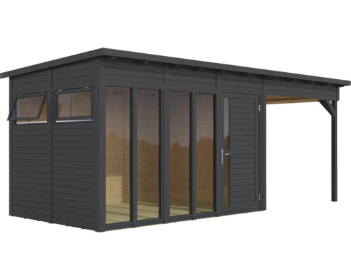 Abri de jardin moderne avec fenêtre, porte et auvent